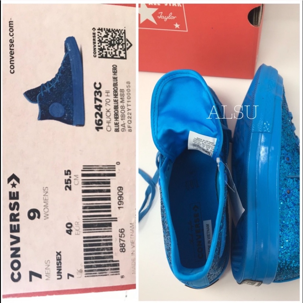 Converse Chuck 70 HI Glitter✨Blue Hero W AUTHENTIC - Picture 7 of 8